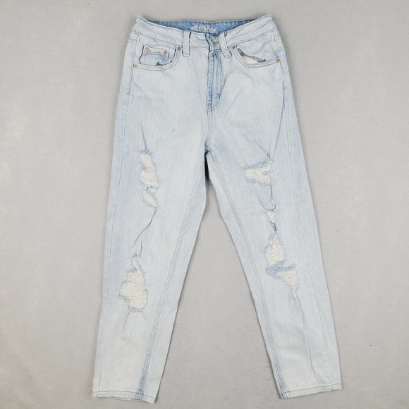 Wild‎ Fable Women's Jeans Size 4 Mom Blue Light 26x26 Mid Rise Distressed - Picture 1 of 12